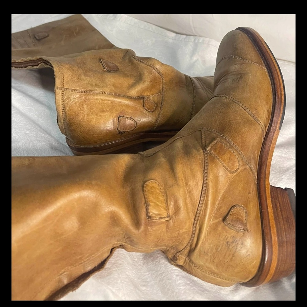 Newly Re-Soled Women's Boots BELSTAFF Tan Leather upper & Insole US 7.5 & EU 38 - Picture 6 of 10